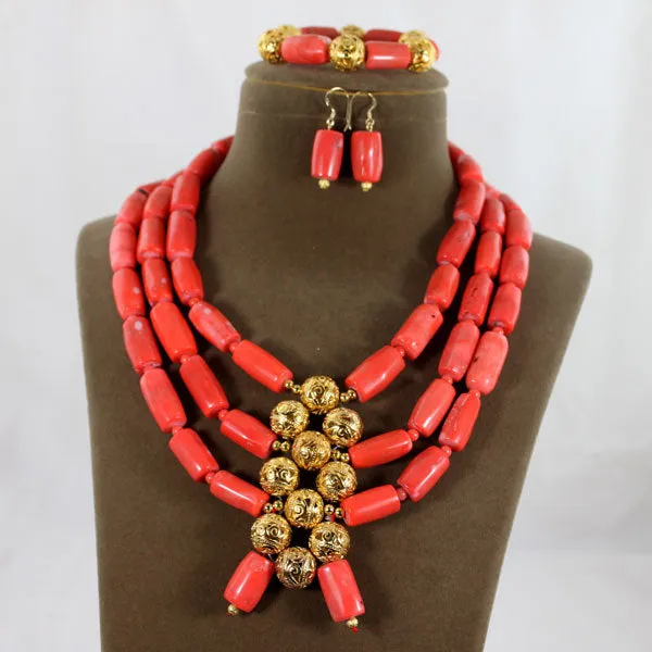 African Coral Beads Jewellery Set