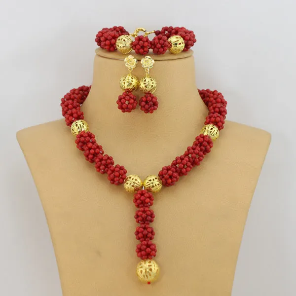 African Coral Beads Jewellery Set