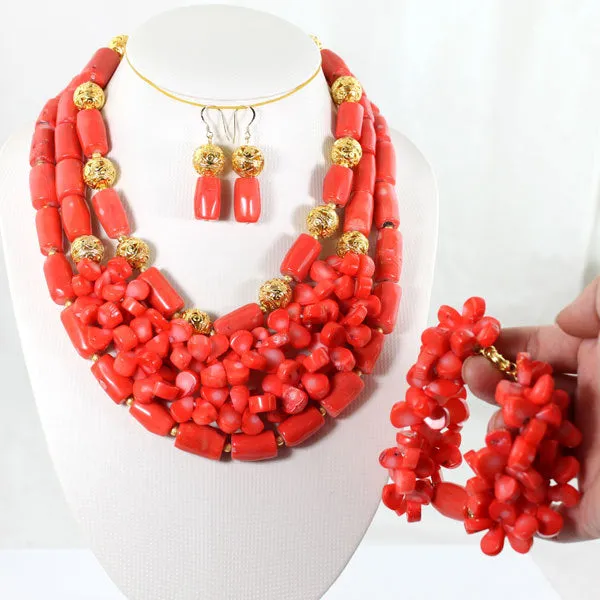 African Coral Beads Jewellery Set