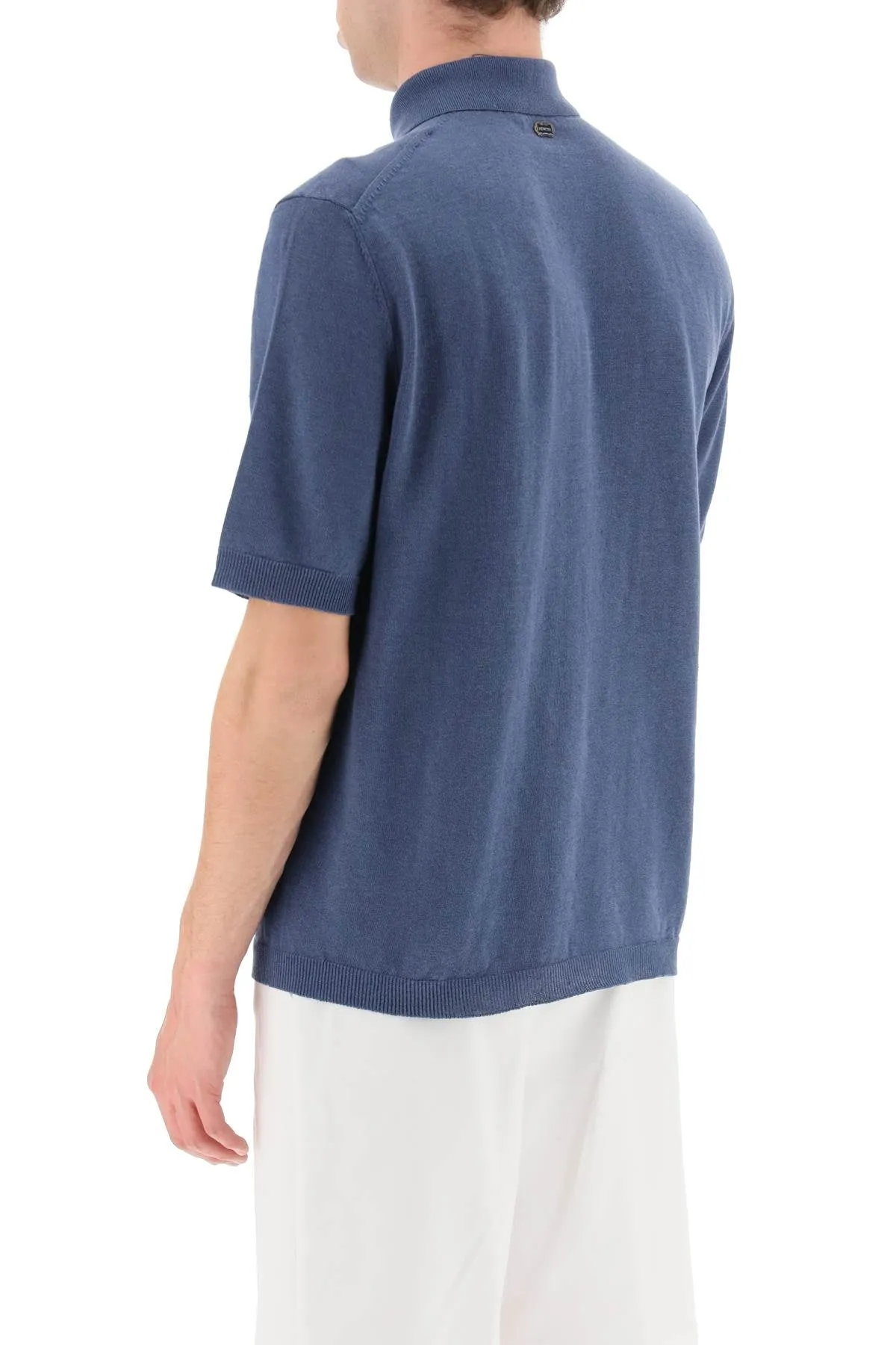 Agnona linen and cotton jersey polo