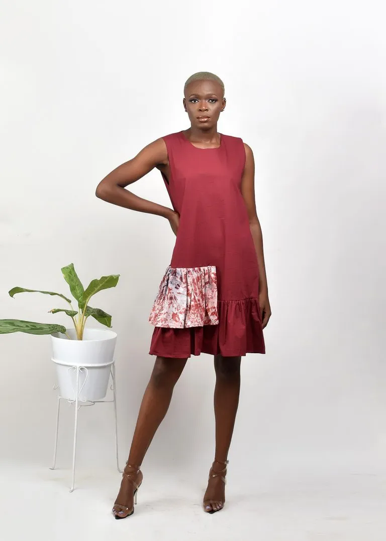 Aimas Owaro cotton dress with Adire layer