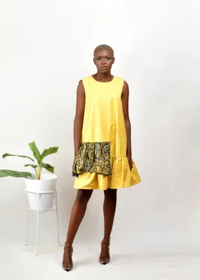 Aimas Owaro cotton dress with Adire layer