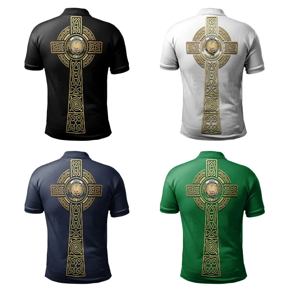 Ainslie Clan Polo Shirt with Golden Celtic Tree Of Life