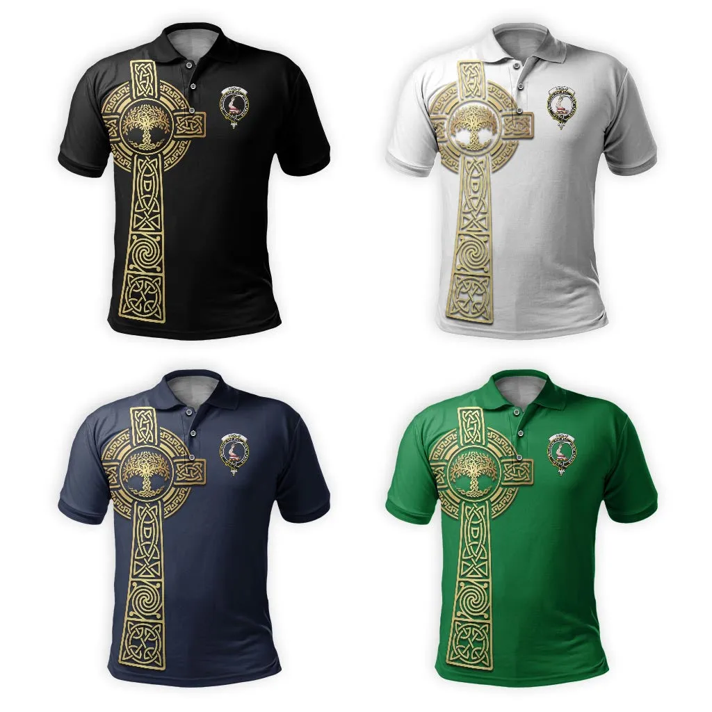 Ainslie Clan Polo Shirt with Golden Celtic Tree Of Life