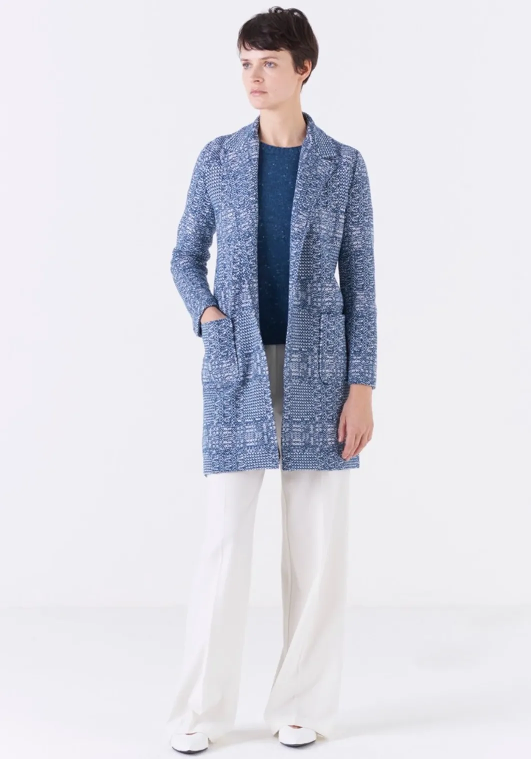 Amina Rubinacci Rotella Sweater Coat Ocean Blue