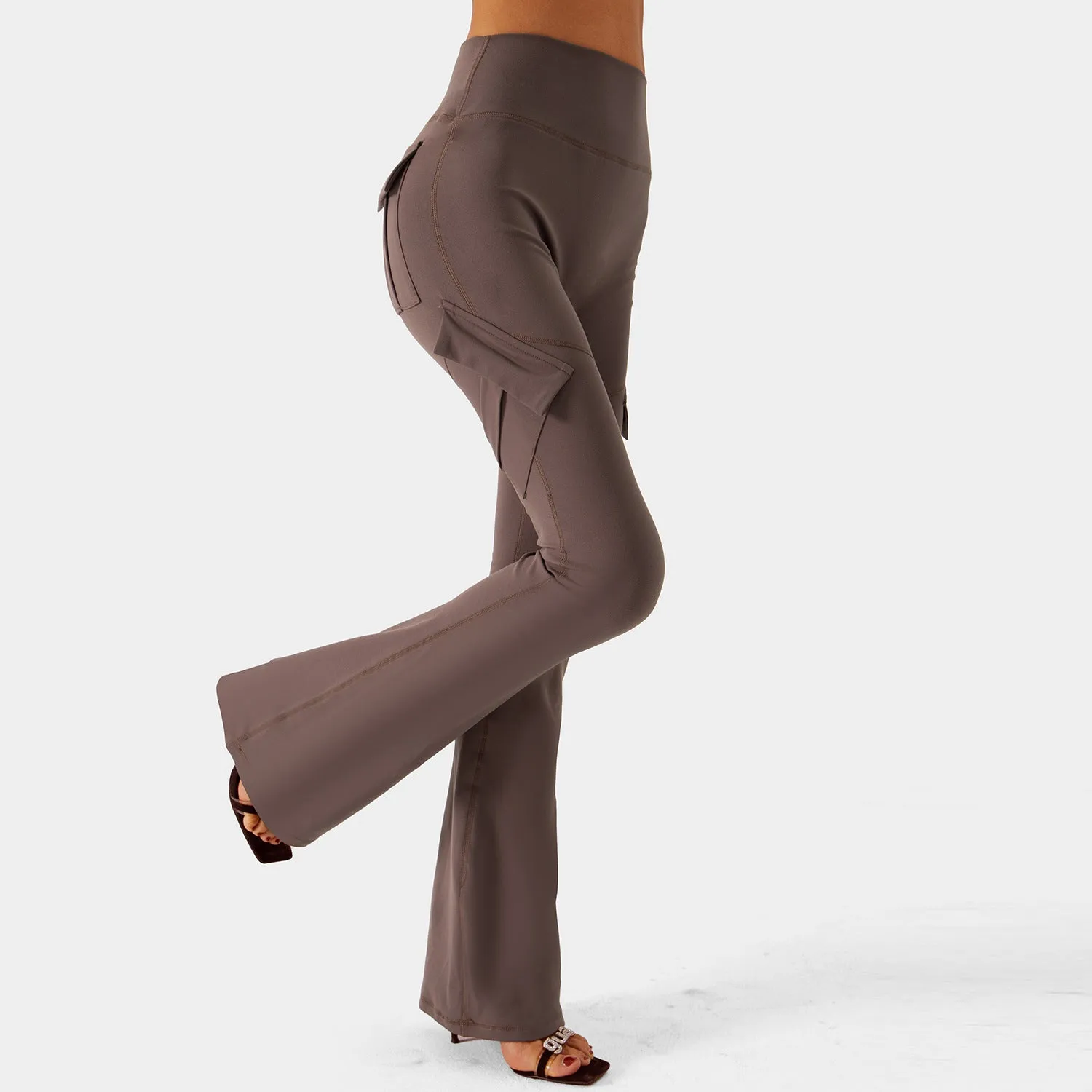 Amozae avant garde dress to impress New Wide-Leg Pants Tight Nude Hip Lifting Overalls Flared Pants High Waist Micro-Pull Yoga Trousers