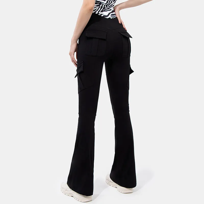 Amozae avant garde dress to impress New Wide-Leg Pants Tight Nude Hip Lifting Overalls Flared Pants High Waist Micro-Pull Yoga Trousers