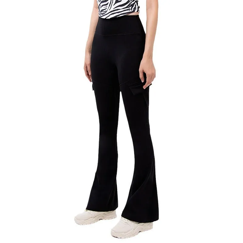 Amozae avant garde dress to impress New Wide-Leg Pants Tight Nude Hip Lifting Overalls Flared Pants High Waist Micro-Pull Yoga Trousers