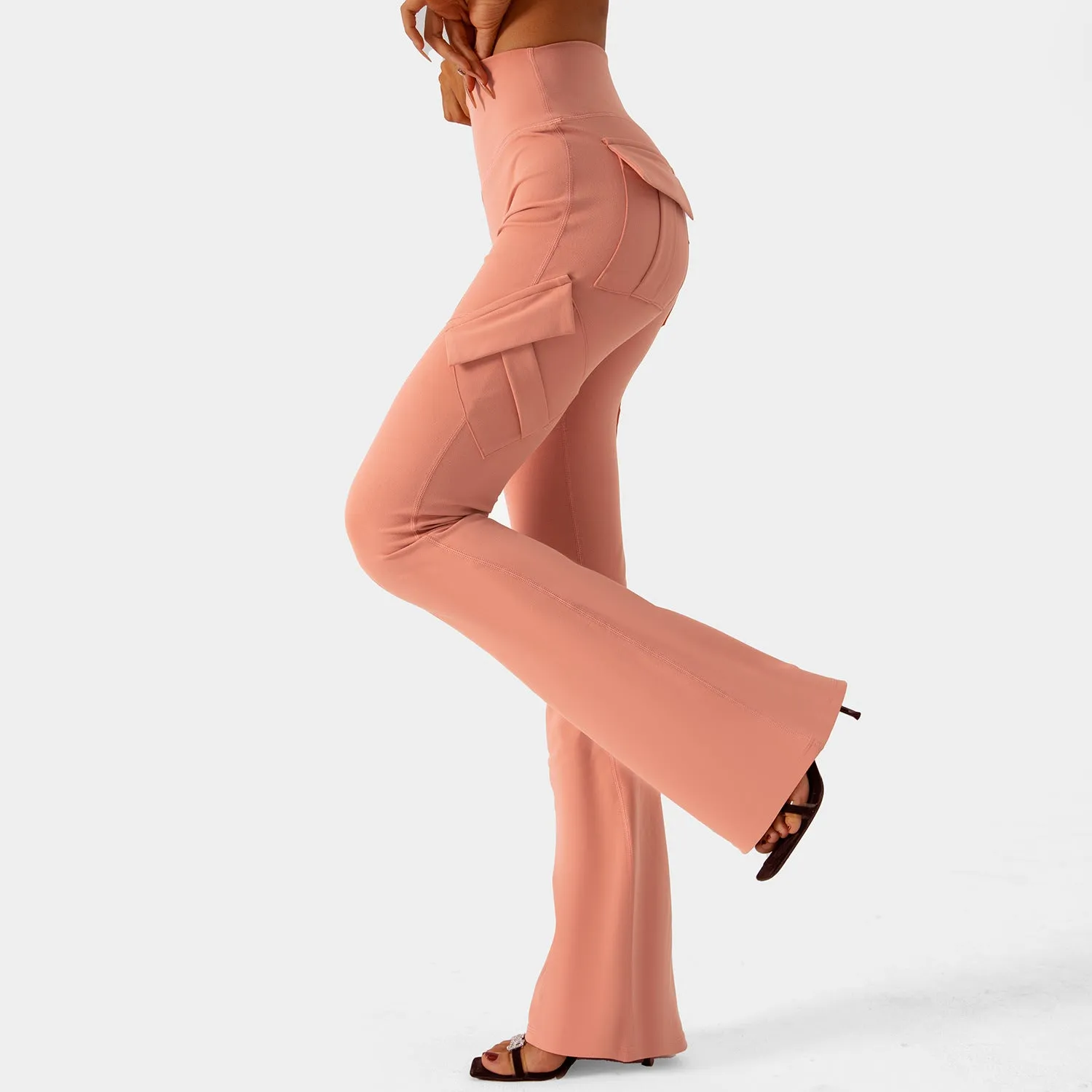 Amozae avant garde dress to impress New Wide-Leg Pants Tight Nude Hip Lifting Overalls Flared Pants High Waist Micro-Pull Yoga Trousers