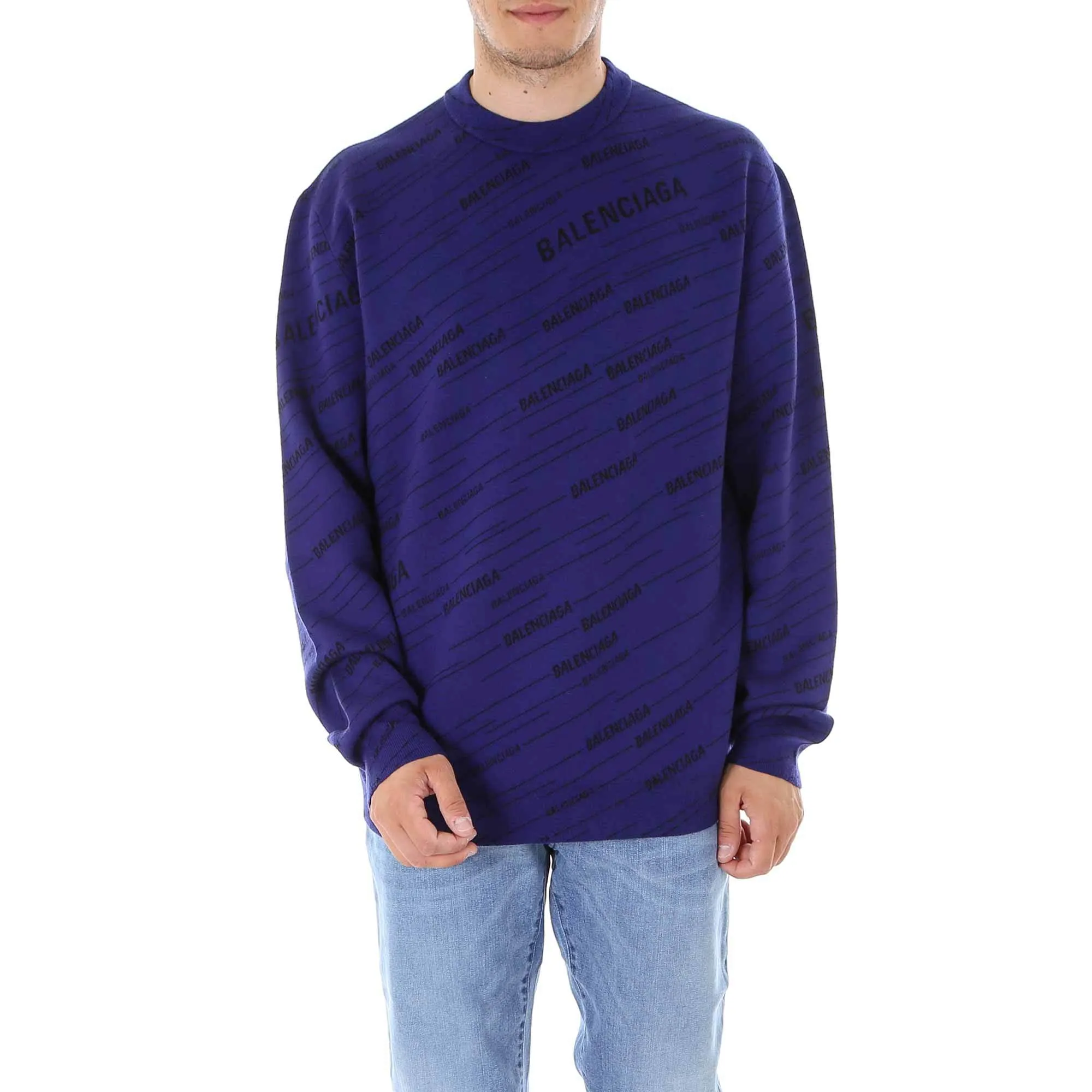 Balenciaga All Over Logo Crewneck Jumper