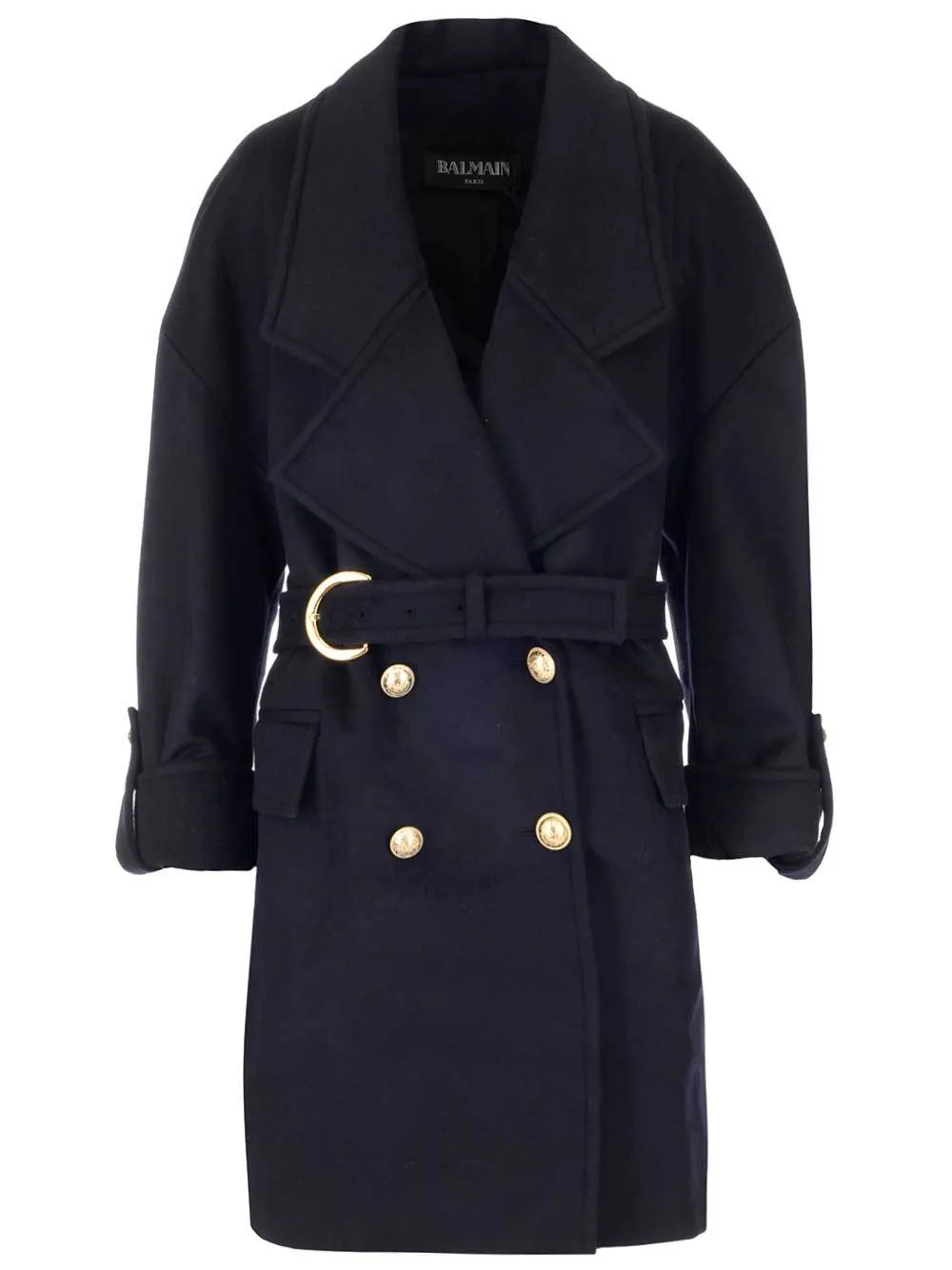 Balmain Belted Double Breasted Coat