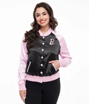 Barbie x Unique Vintage Pink & Black OG Barbie Long Sleeve Bomber Jacket