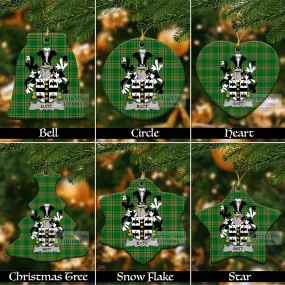 Batt Irish Clan Tartan Christmas Ceramic Ornament with Coat of Arms