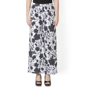 Black and White Floral Printed Palazzo