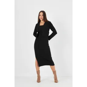 Black Cardigan Dress Matching Set