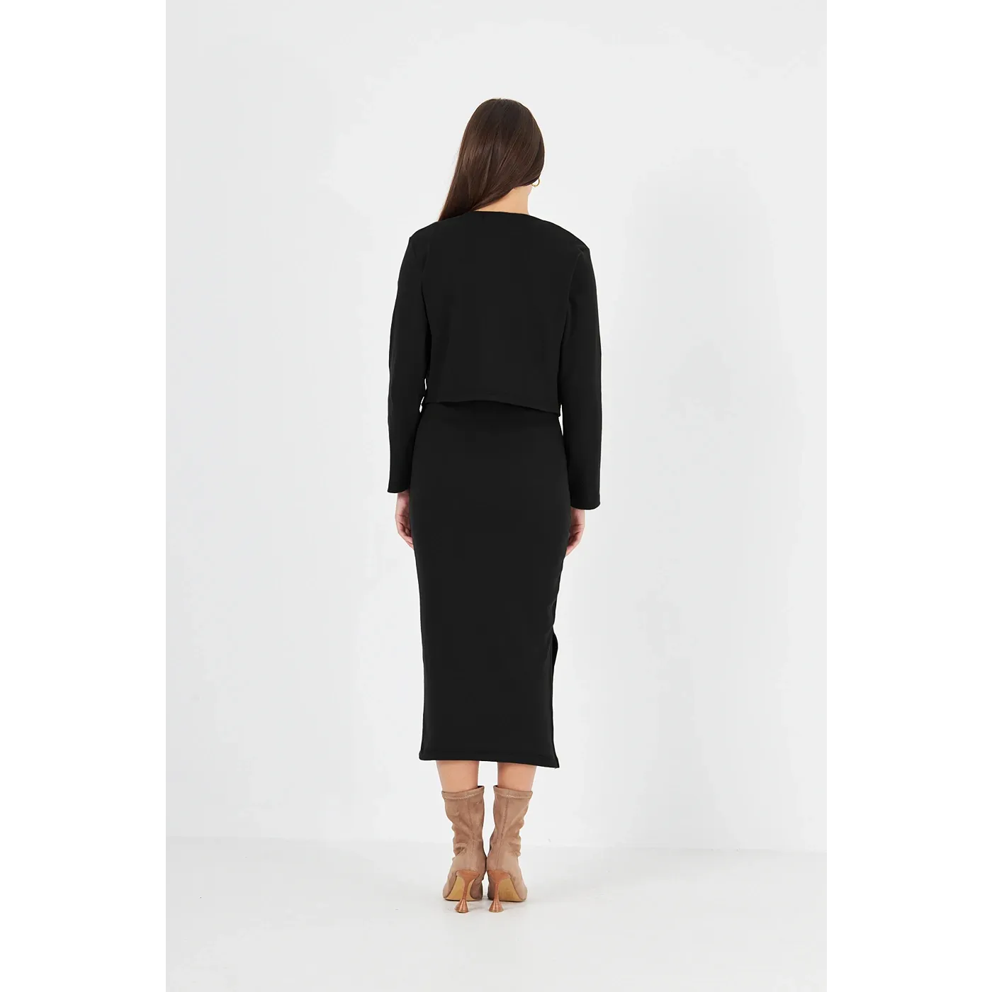 Black Cardigan Dress Matching Set