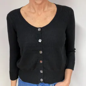 Black Cropped Cashmere Scoop Neck Cardigan Medium