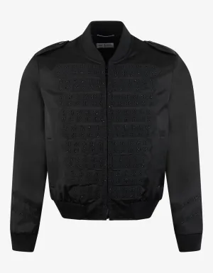 Black Officer Satin Bomber Jacket -