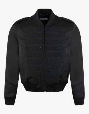 Black Officer Satin Bomber Jacket