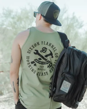 Black Working Class Badge Tank - O.D. Green