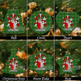 Blanchfield Irish Clan Tartan Christmas Ceramic Ornament with Coat of Arms