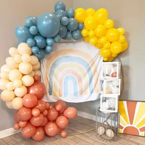 Boho Rainbow Balloon Arch Kit - Blue & Orange Balloon Garland Kit