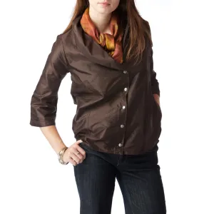 Bombay Brown Silk Bomber Jacket