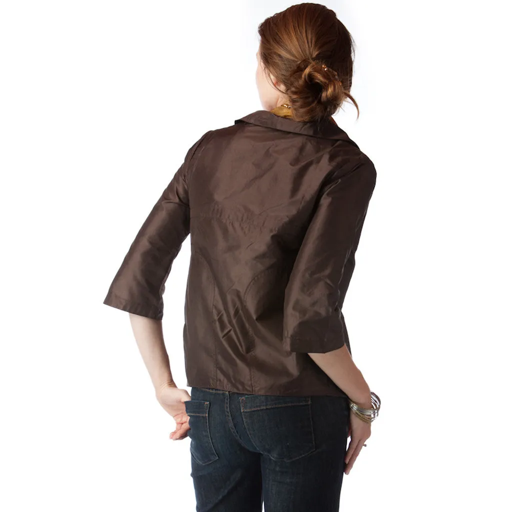 Bombay Brown Silk Bomber Jacket