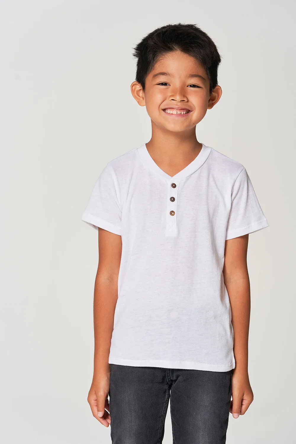 Boys Bella Jersey Short Sleeve Henley With Cocount Buttons