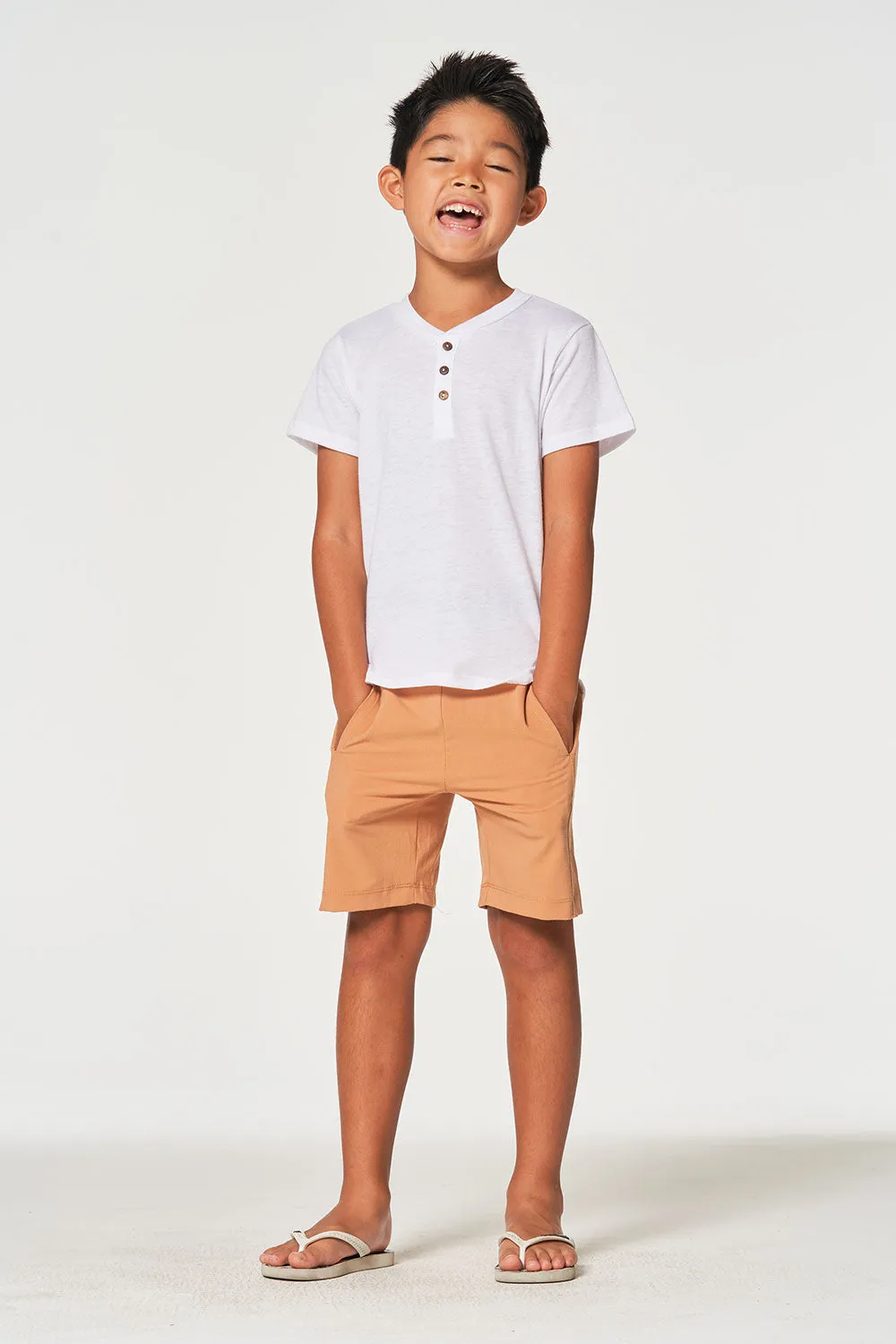 Boys Bella Jersey Short Sleeve Henley With Cocount Buttons