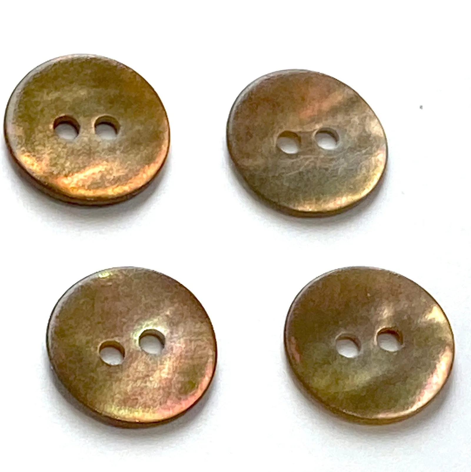 Bronze Iridescent Brown 1/2" Pearl Shell 2-hole Button, Pack of 11   #181- D