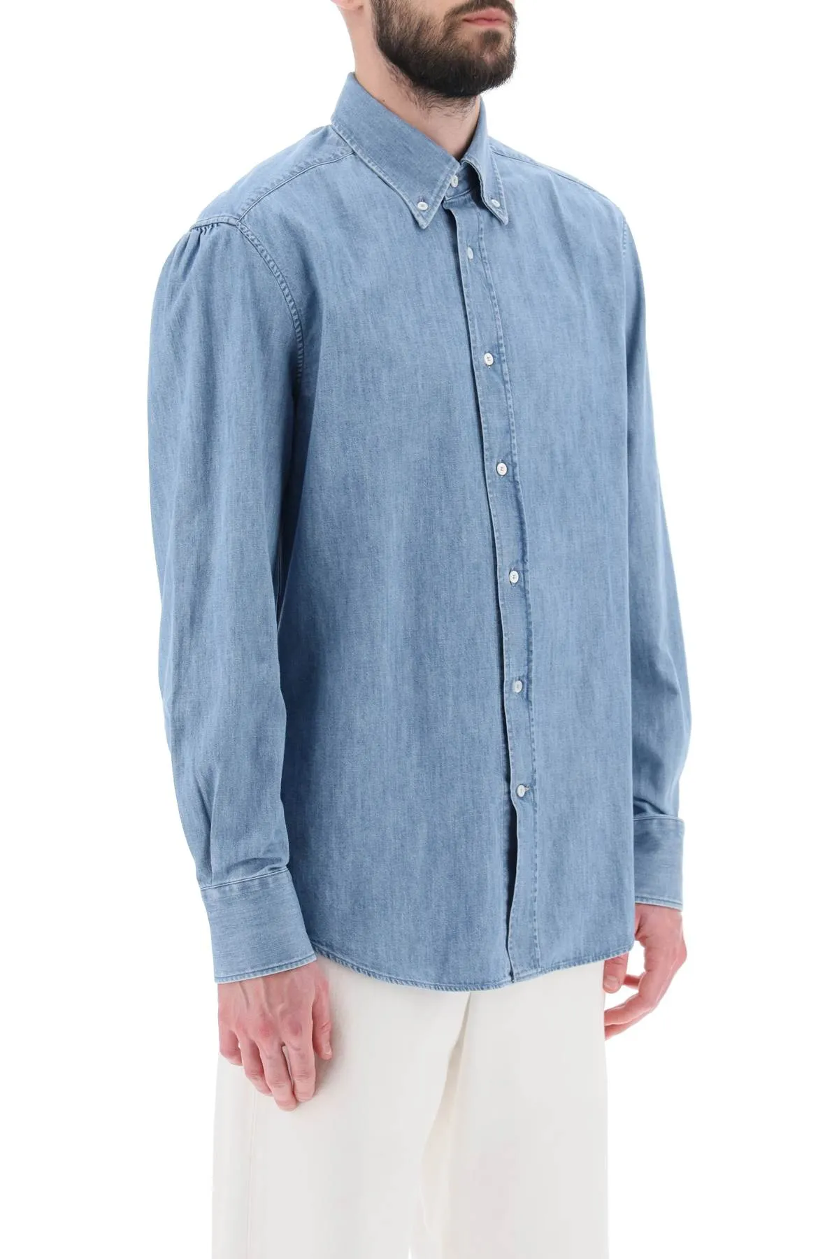 Brunello cucinelli shirt in denim with light wash