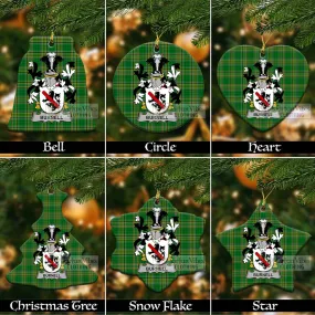 Burnell Irish Clan Tartan Christmas Ceramic Ornament with Coat of Arms