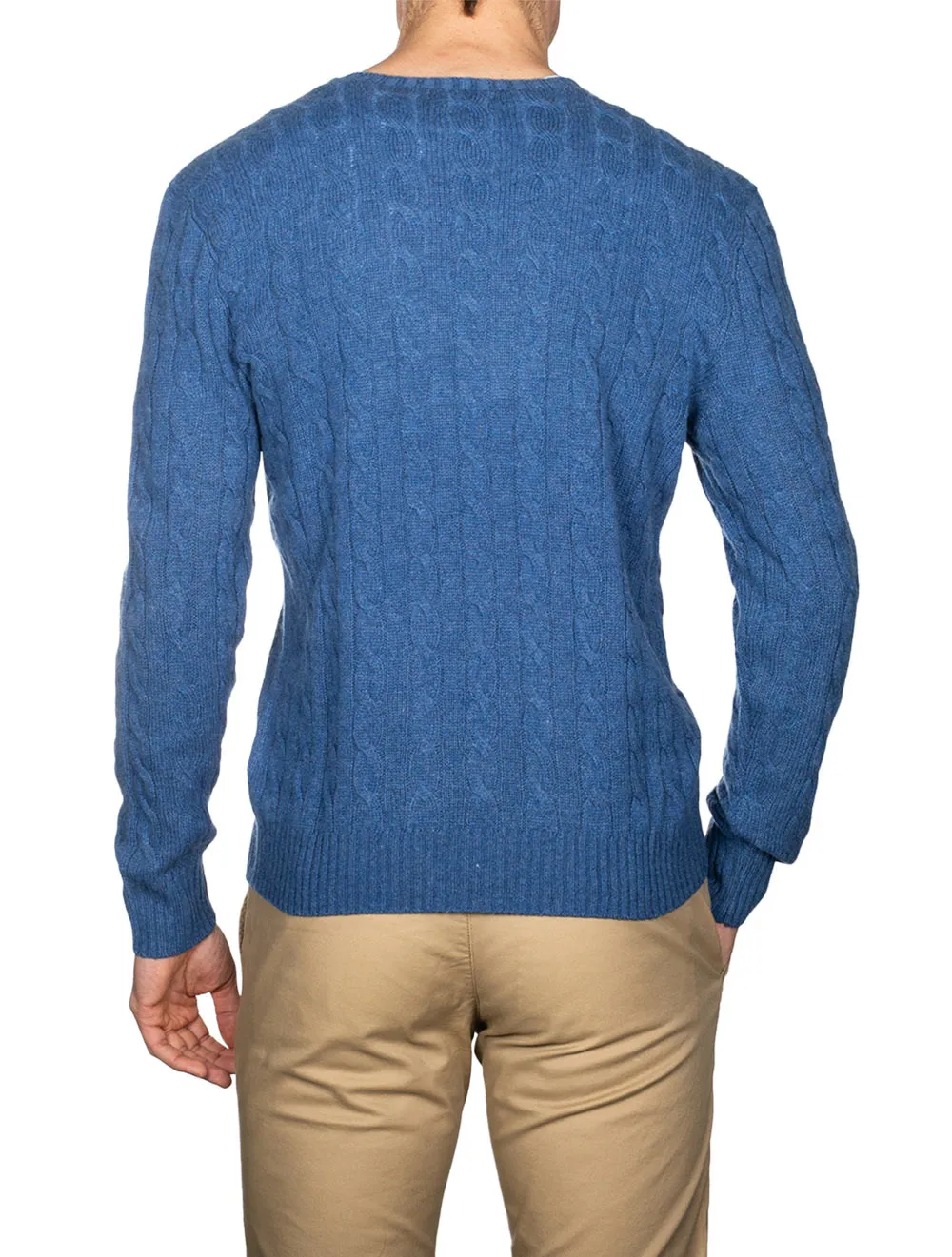 Cable-Knit Wool Cashmere Jumper Blue