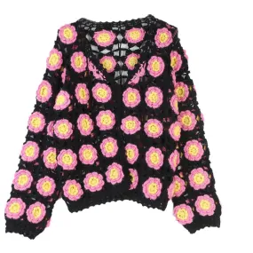 Cardigan V-Neck Rose Coréen