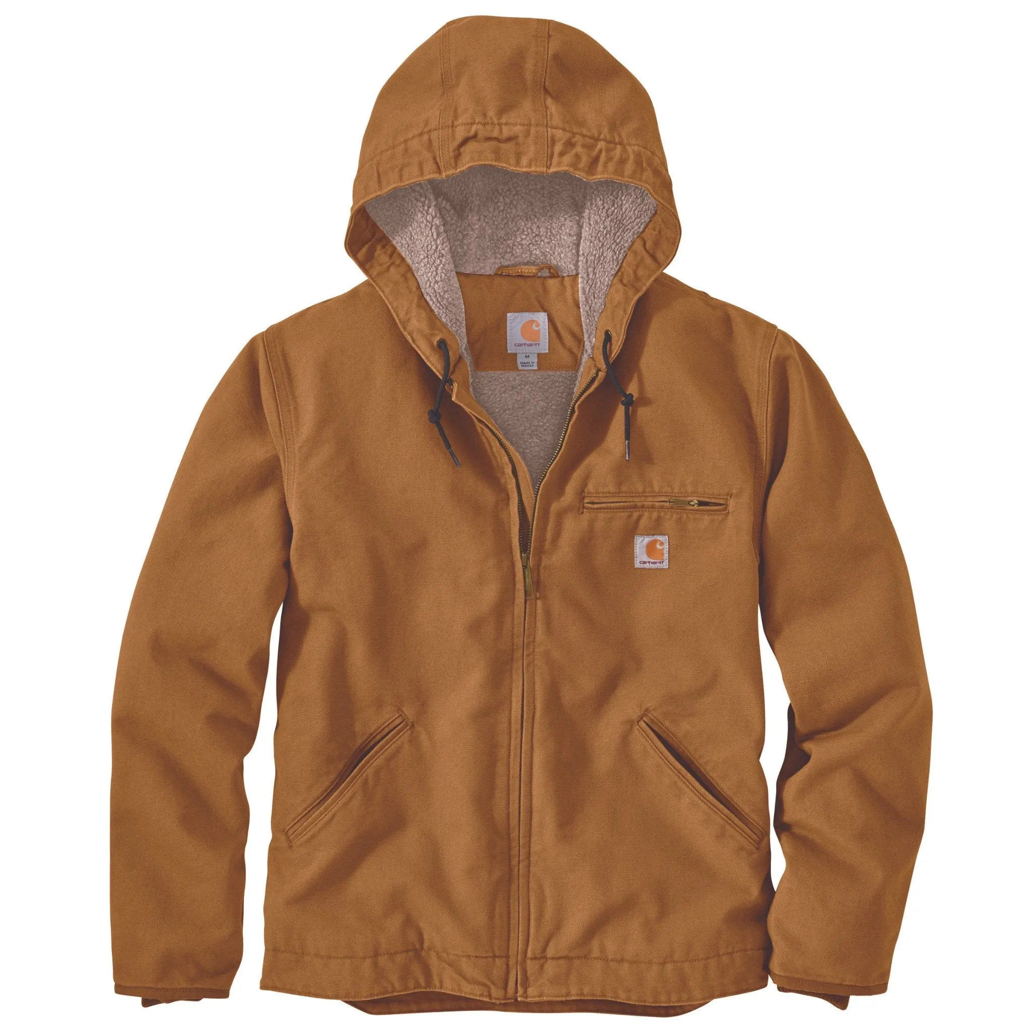 Carhartt Men's Relaxed Fit Washed Duck Sherpa Lined Jacket - Brown