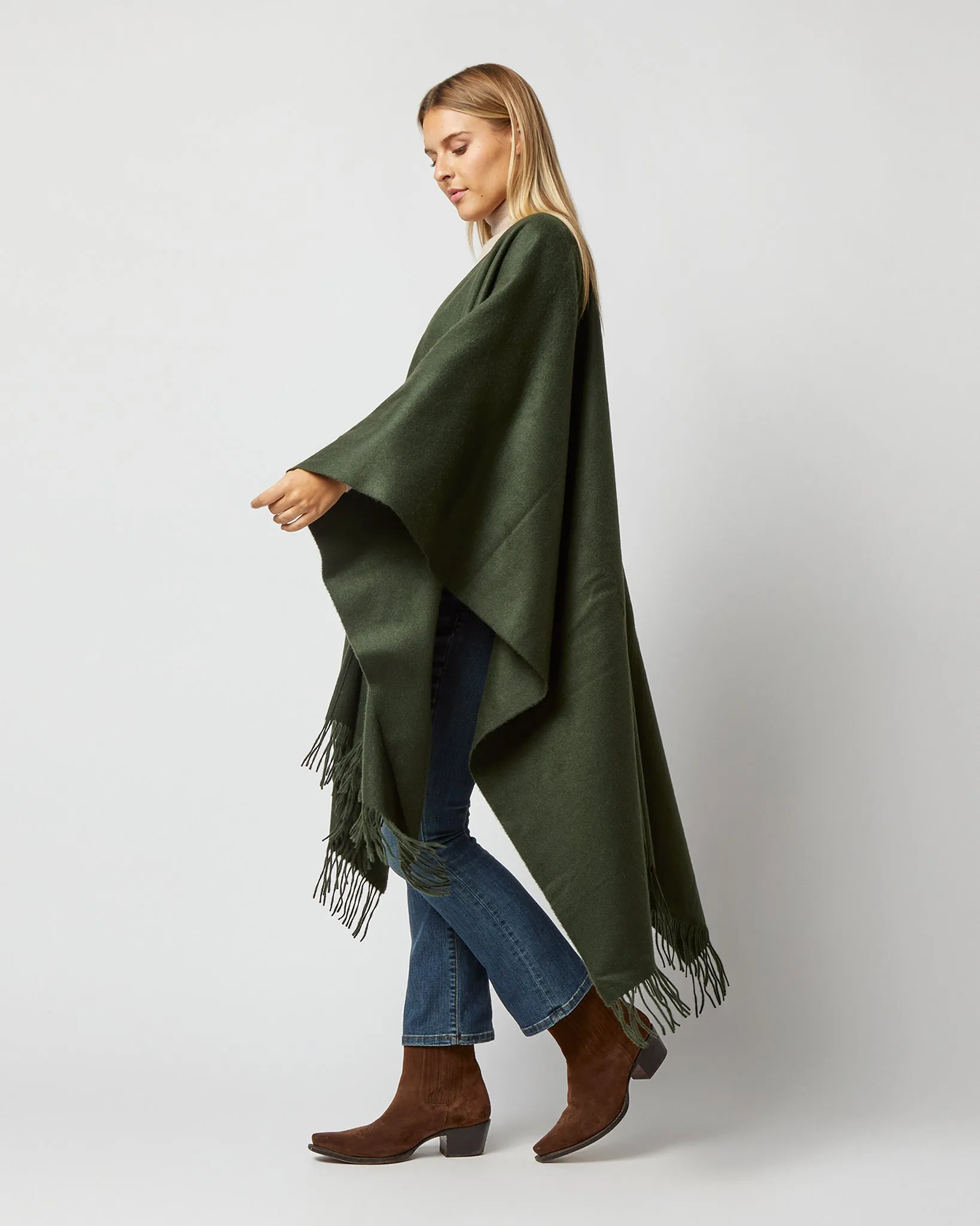 Cashmere Cape in Forest Green