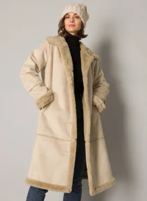 CASUAL SUEDE FAUX FUR COAT