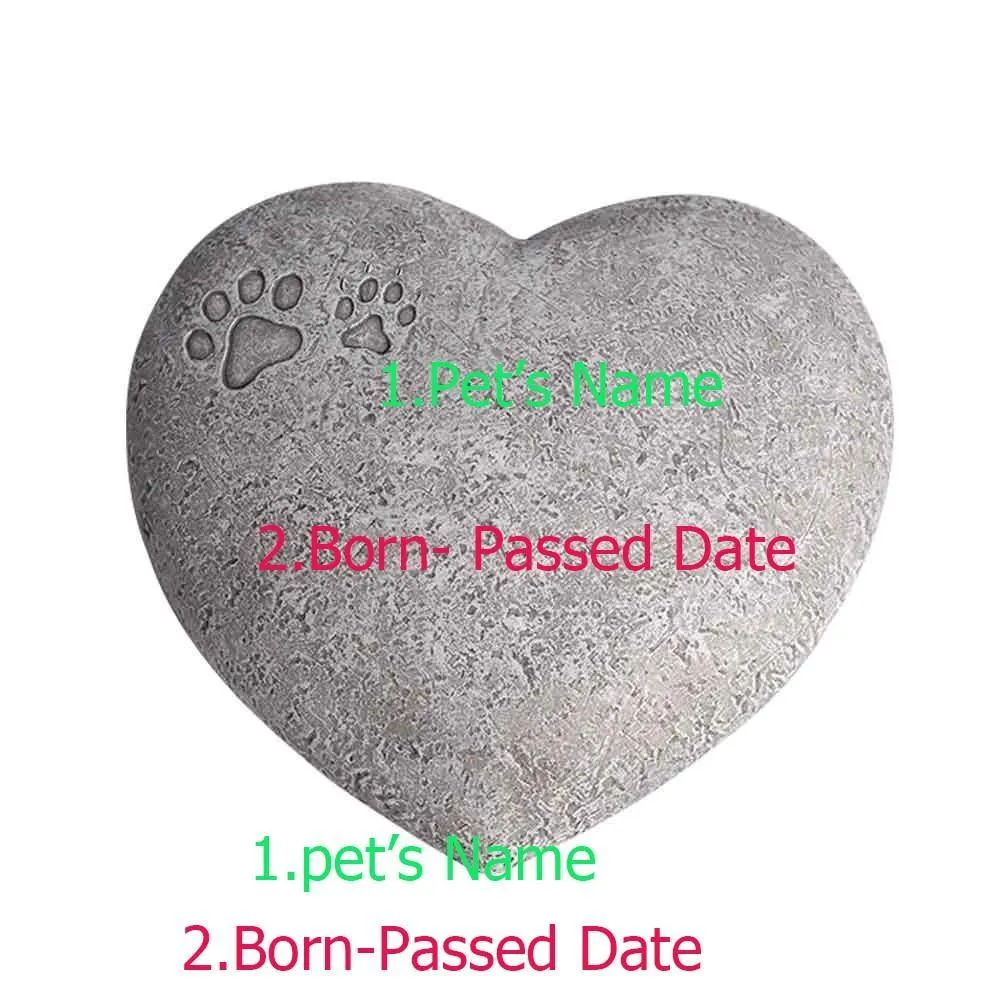 Cat Dog Remembrance Hand-print Heart Shaped Memorials Stone Grave Marker Gift