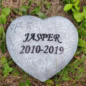 Cat Dog Remembrance Hand-print Heart Shaped Memorials Stone Grave Marker Gift