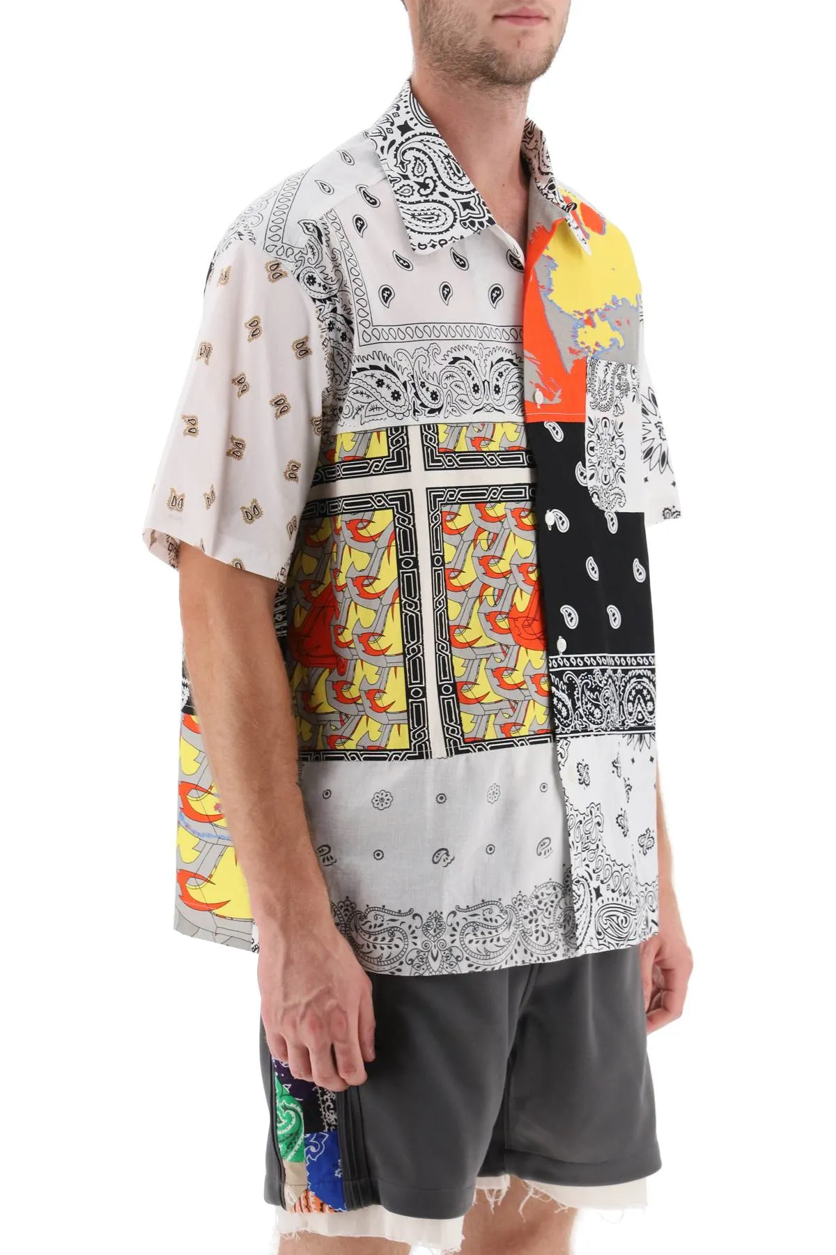 Children of the discordance short-sleeved patchwork shirt