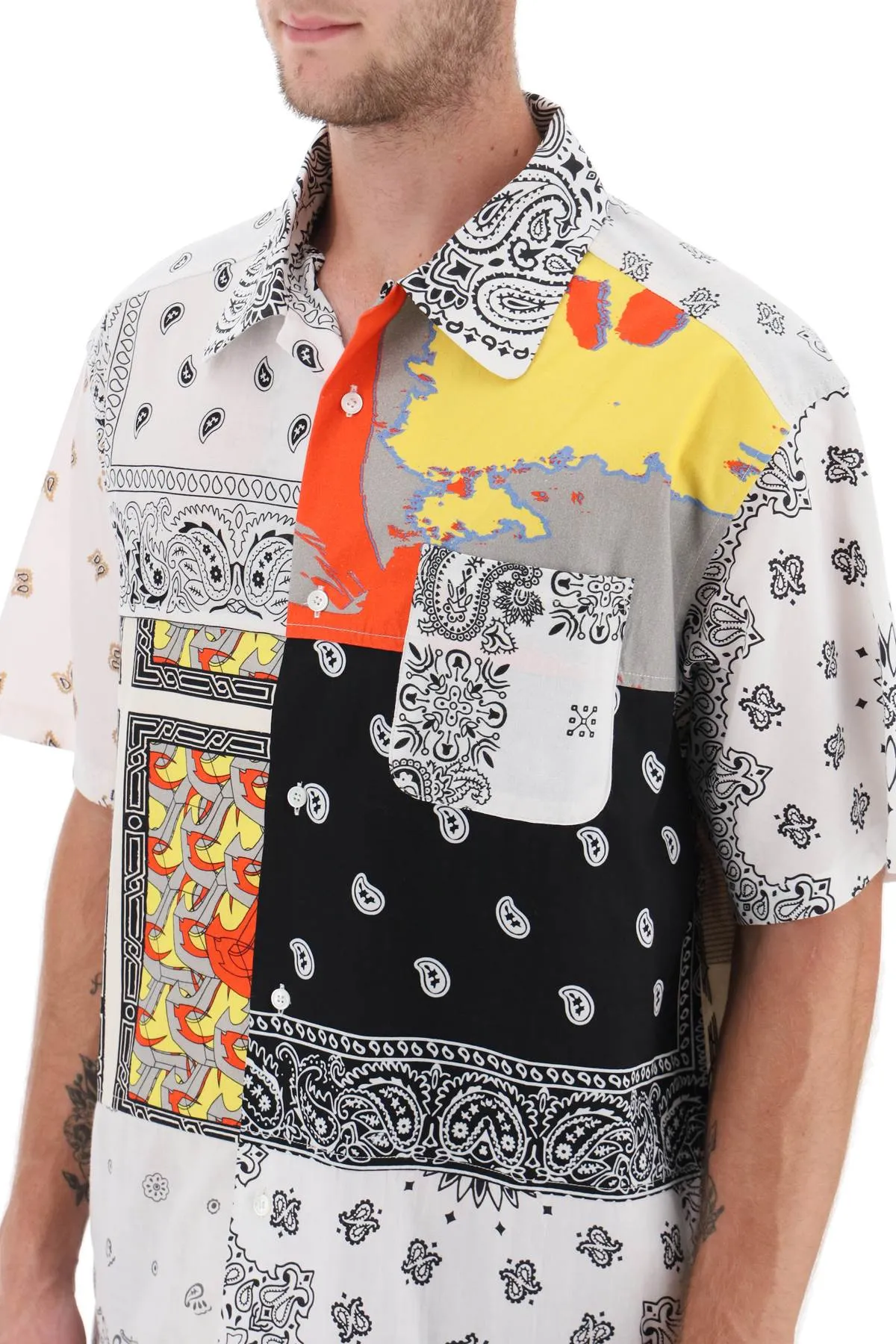 Children of the discordance short-sleeved patchwork shirt