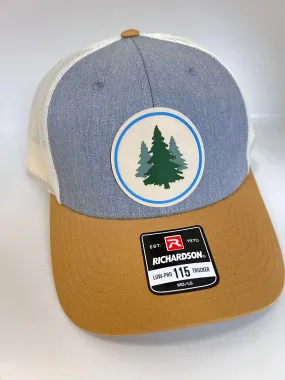 Christmas gift hat for mom, hat for hiker mom gift, Pine Tree hat PVC patch Richardson 115 snapback hat, Gift for mountain hiker hat