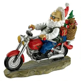 Christmas Santa Biker With Gifts Desktop Statue