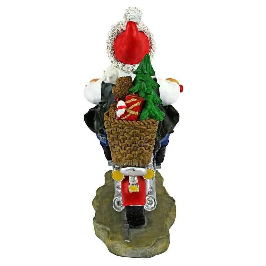 Christmas Santa Biker With Gifts Desktop Statue