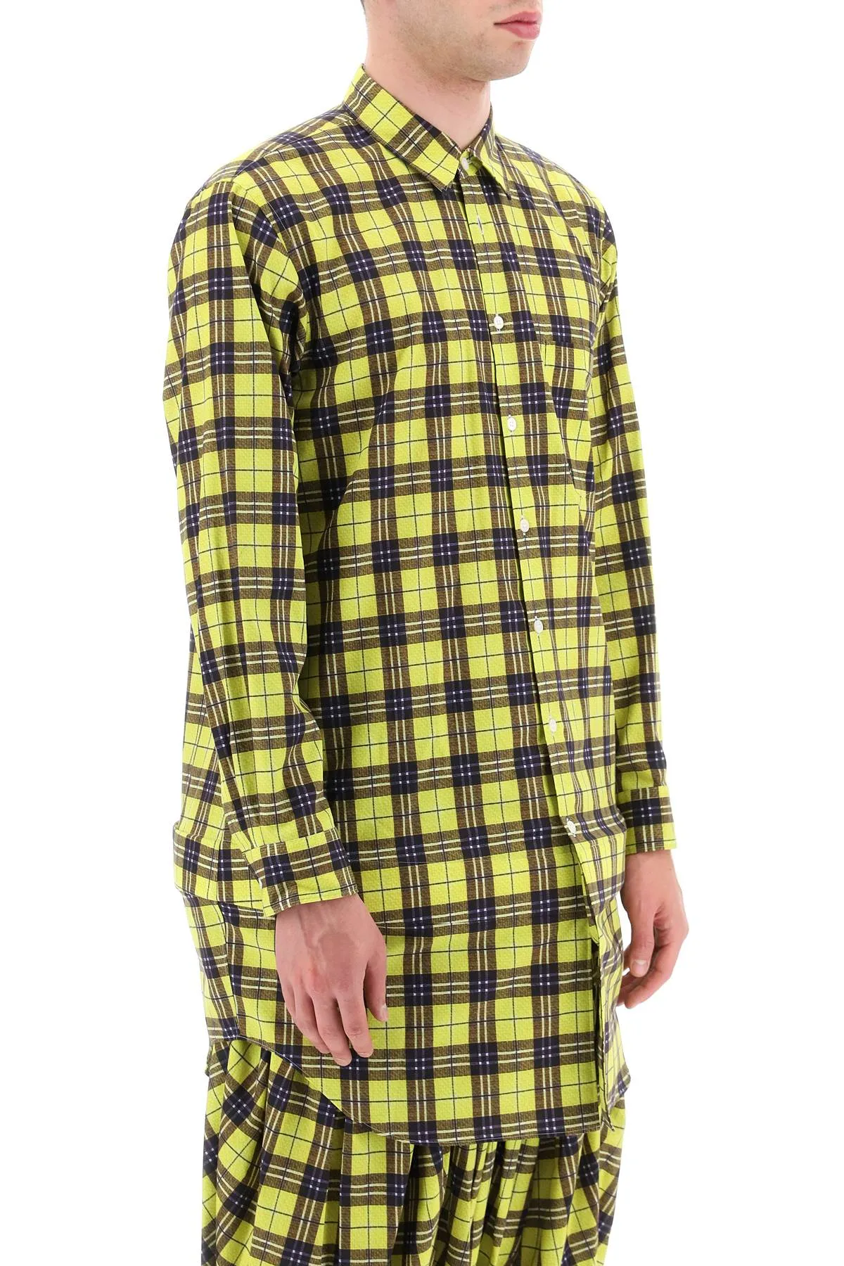 Comme des garcons homme plus check cotton shirt with rigid insert