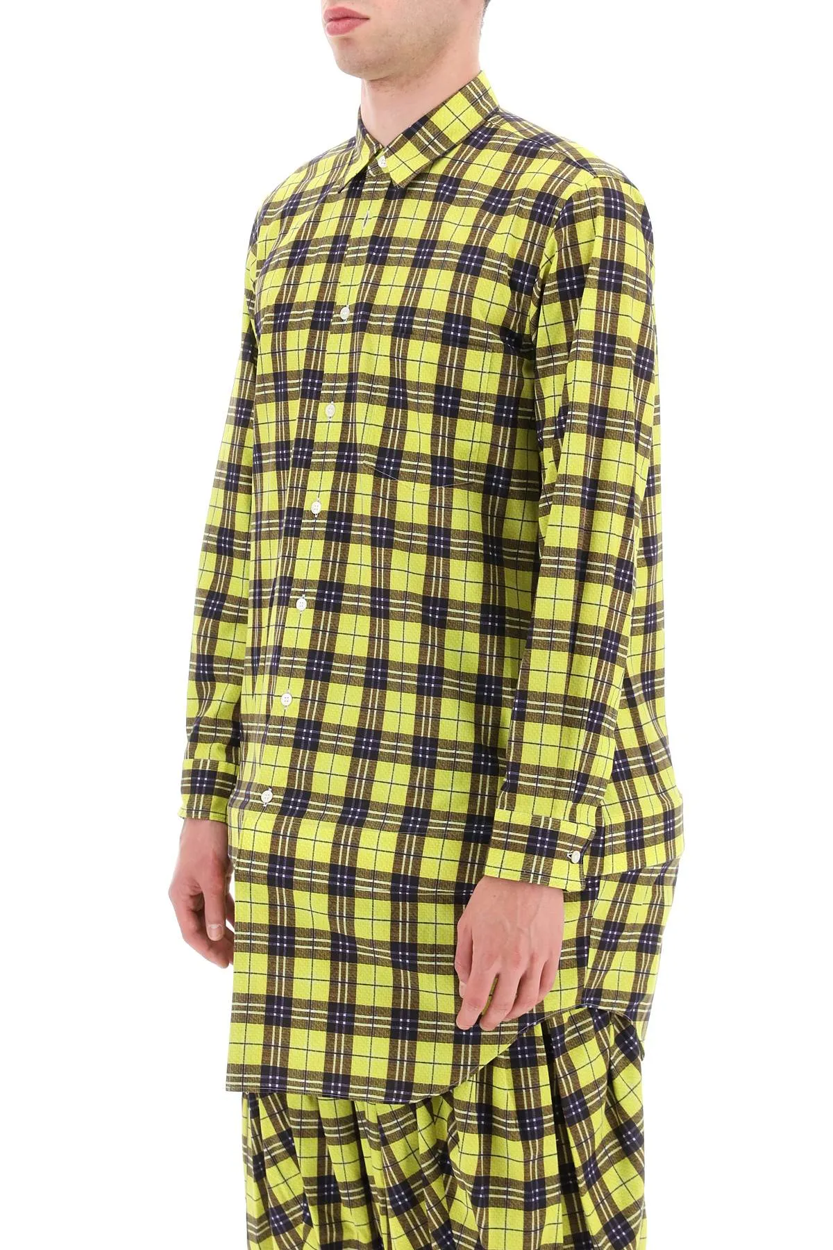 Comme des garcons homme plus check cotton shirt with rigid insert