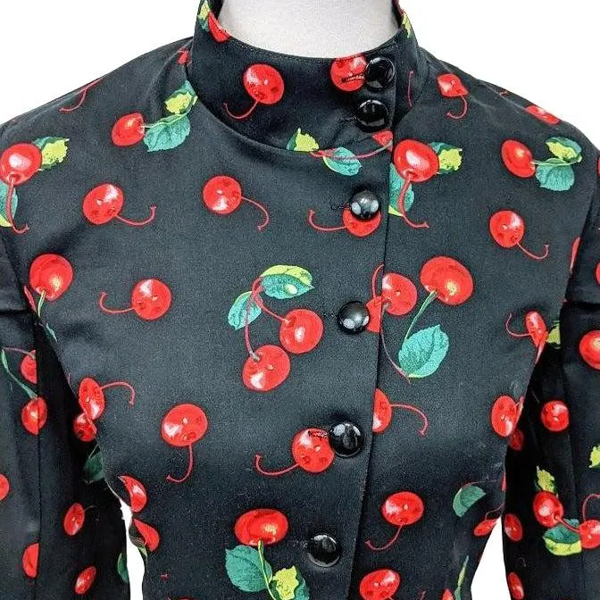 Corset-Backed Cherries Jacket in Black