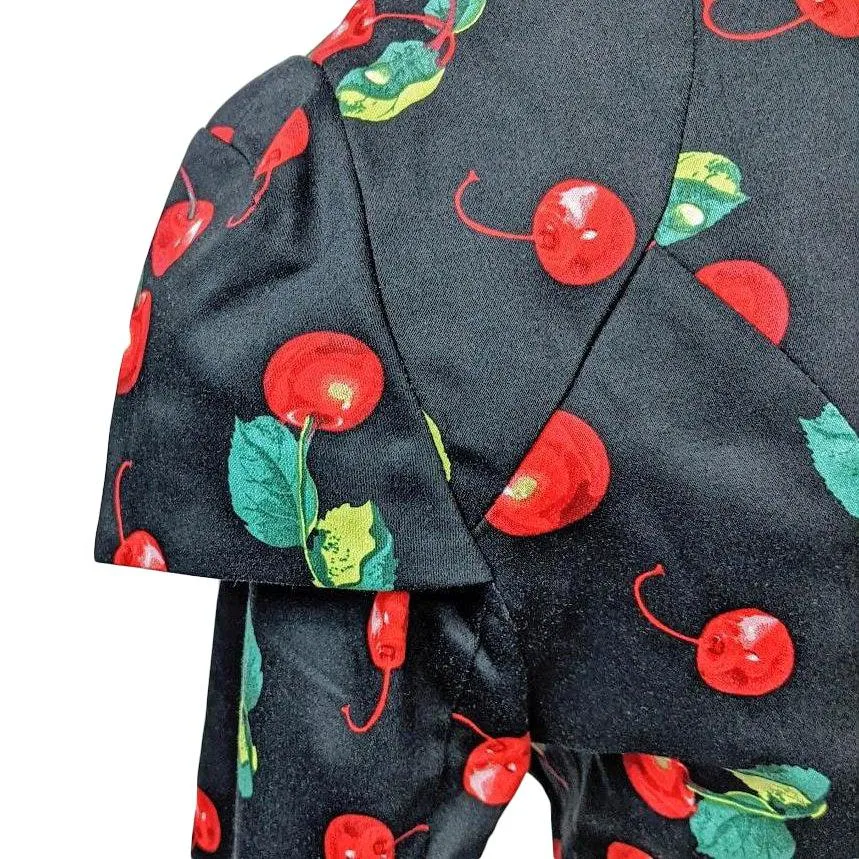 Corset-Backed Cherries Jacket in Black