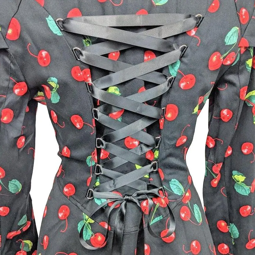 Corset-Backed Cherries Jacket in Black